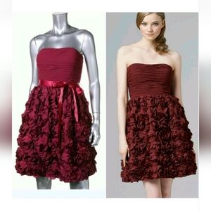 Aidan Mattox Red Rosette Pleat  Formal Cocktail Dress New With Tag $310 Sz 10